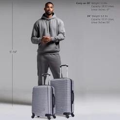 Royal 2-Piece Hardside Spinner Luggage Set, (IUROY0SM-SIL)<InUSA Best