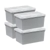 File Storage|Iris Plastic File Box with Split Lid, Letter Size, Gray, 4/Pack (500167)