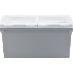 File Storage|Iris Plastic File Box with Split Lid, Letter Size, Gray, 4/Pack (500167)