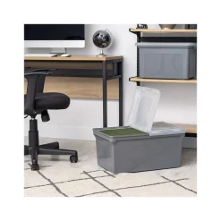 File Storage|Iris Plastic File Box with Split Lid, Letter Size, Gray, 4/Pack (500167)