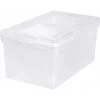 File Storage|Iris Plastic File Box with Attached Flip Top Lid, Letter Size, Clear, 5/Pack (139921)