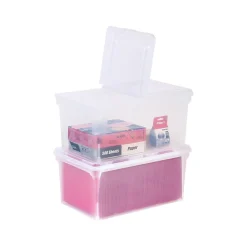 File Storage|Iris Plastic File Box with Attached Flip Top Lid, Letter Size, Clear, 5/Pack (139921)