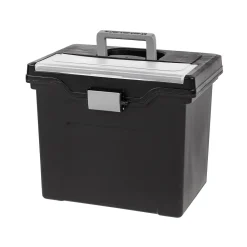 File Storage|Iris Portable File Box with Organizer Lid, Letter Size, Black (110977)