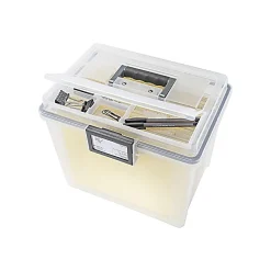 File Storage|Iris WeatherPro Plastic File Box with Latching Lid, Letter/Legal Size, Clear, 4/Pack (110350)