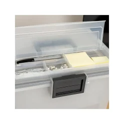 File Storage|Iris WeatherPro Plastic File Box with Latching Lid, Letter/Legal Size, Clear, 4/Pack (110350)