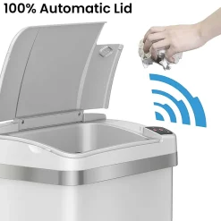 Automatic Touchless Sensor Trash Can with Odor Filter and Fragrance – 4 Gallon - White<iTouchless