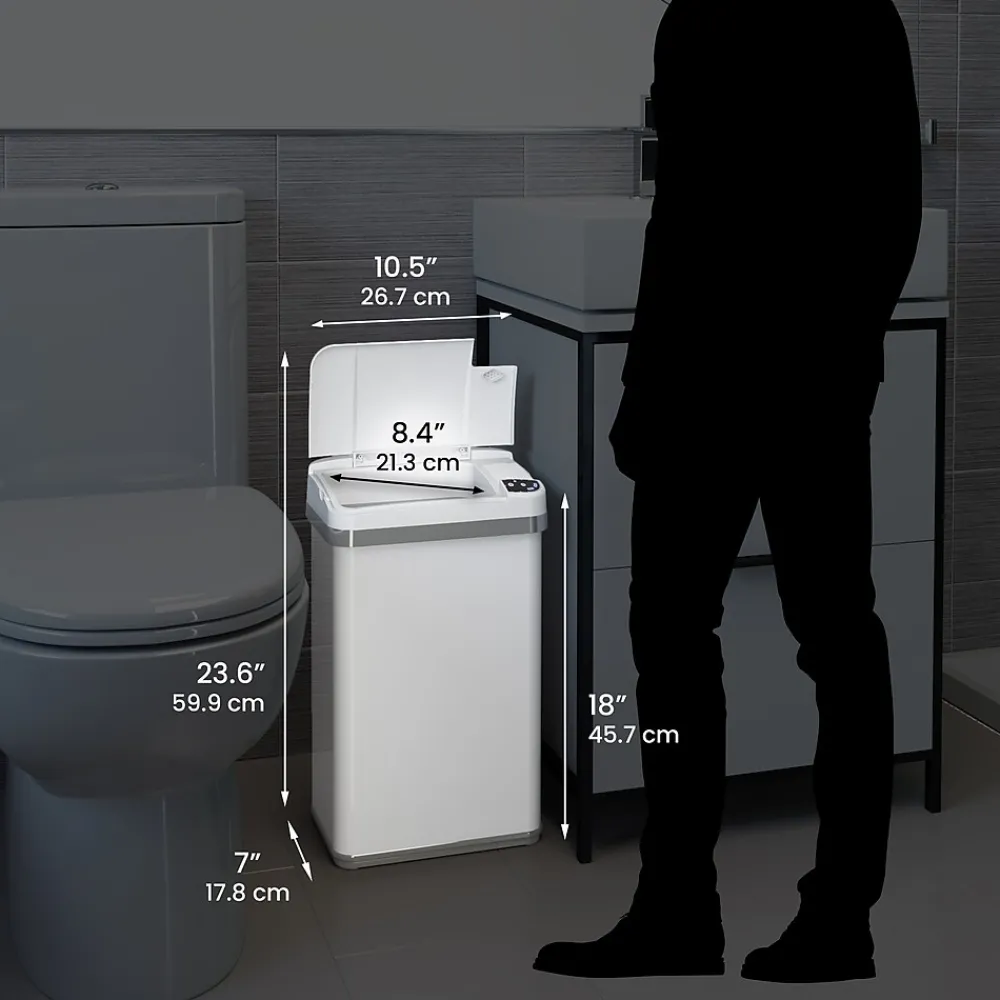 Automatic Touchless Sensor Trash Can with Odor Filter and Fragrance – 4 Gallon - White<iTouchless