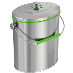1.6-Gallon Indoor Compost Bin, Silver/Green (CB06OT)<iTouchless Discount