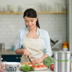 1.6-Gallon Indoor Compost Bin, Silver/Green (CB06OT)<iTouchless Discount