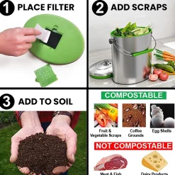 1.6-Gallon Indoor Compost Bin, Silver/Green (CB06OT)<iTouchless Discount