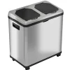 iTouchless Dual Compartment Stainless Steel Sensor Recycle Bin and Trash Can, 16 Gallon (RT16SS)<Halo Hot