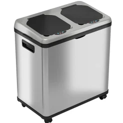iTouchless Dual Compartment Stainless Steel Sensor Recycle Bin and Trash Can, 16 Gallon (RT16SS)<Halo Hot