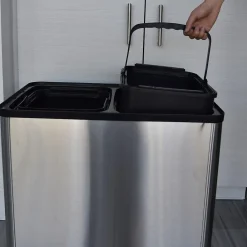 iTouchless Dual Compartment Stainless Steel Sensor Recycle Bin and Trash Can, 16 Gallon (RT16SS)<Halo Hot