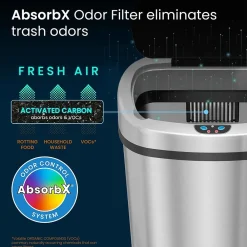 SensorCan Stainless Steel Sensor Trash Can with AbsorbX Odor Control System, Silver, 13 gal. (ITOS13B)<iTouchless Hot
