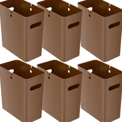 SlimGiant Polypropylene Trash Can with no Lid, Toffee Brown, 4.2 gal., 6/Pack (SG105Nx6)<iTouchless Sale