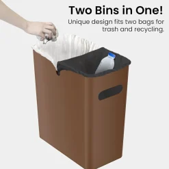 SlimGiant Polypropylene Trash Can with no Lid, Toffee Brown, 4.2 gal., 6/Pack (SG105Nx6)<iTouchless Sale