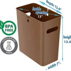 SlimGiant Polypropylene Trash Can with no Lid, Toffee Brown, 4.2 gal., 6/Pack (SG105Nx6)<iTouchless Sale