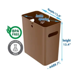 SlimGiant Polypropylene Trash Can with no Lid, Toffee Brown, 4.2 gal., 6/Pack (SG105Nx6)<iTouchless Sale