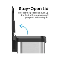 SoftStep EXP Stainless Steel Step Trash Can, 13.2-Gallon, Silver/Black (PP13RSB)<iTouchless Clearance