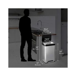 SoftStep EXP Stainless Steel Step Trash Can, 13.2-Gallon, Silver/Black (PP13RSB)<iTouchless Clearance