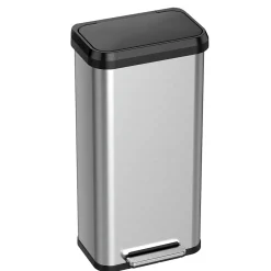 SoftStep EXP Stainless Steel Step Trash Can with Plastic Lid, 20 Gallon, Silver/Black (PP20RSB)<iTouchless Clearance