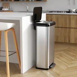 SoftStep EXP Stainless Steel Step Trash Can with Plastic Lid, 20 Gallon, Silver/Black (PP20RSB)<iTouchless Clearance