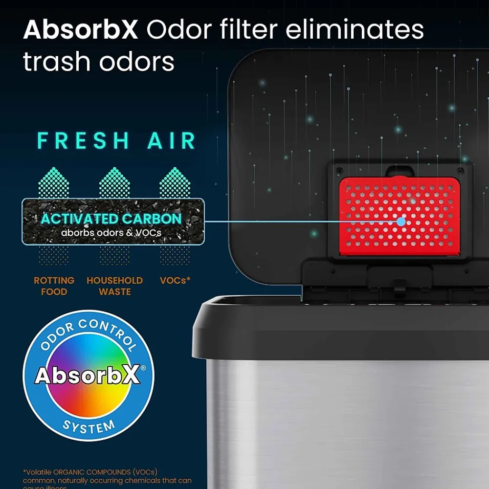 SoftStep EXP Stainless Steel Step Trash Can with Plastic Lid, 20 Gallon, Silver/Black (PP20RSB)<iTouchless Clearance