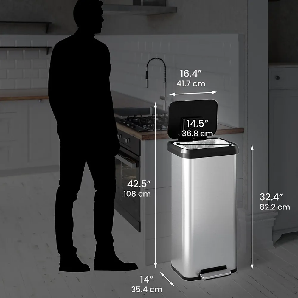 SoftStep EXP Stainless Steel Step Trash Can with Plastic Lid, 20 Gallon, Silver/Black (PP20RSB)<iTouchless Clearance