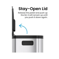 SoftStep ProX Stainless Steel Step Trash Can, 13.2-Gallon, Silver/Black (PD13RSY)<iTouchless Online