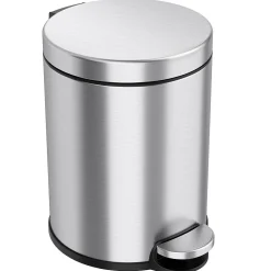 SoftStep Round Stainless Steel Step Trash Can with Hinged Lid, 1.29 Gallon (IP01RSS)<iTouchless Hot