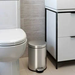 SoftStep Round Stainless Steel Step Trash Can with Hinged Lid, 1.29 Gallon (IP01RSS)<iTouchless Hot