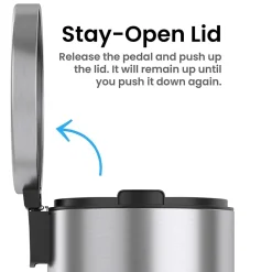 SoftStep Round Stainless Steel Step Trash Can with Hinged Lid, 1.29 Gallon (IP01RSS)<iTouchless Hot