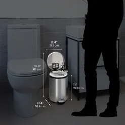 SoftStep Round Stainless Steel Step Trash Can with Hinged Lid, 1.29 Gallon (IP01RSS)<iTouchless Hot