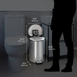 SoftStep Semi-Round Stainless Steel Step Trash Can with Hinged Lid, 2.91 Gallon (IP03DSS)<iTouchless Hot