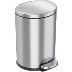 SoftStep Semi-Round Stainless Steel Step Trash Can with Hinged Lid, 1.85 Gallon (IP02DSS)<iTouchless Sale
