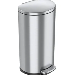 SoftStep Semi-Round Stainless Steel Step Trash Can with Hinged Lid, 7.93 Gallon (IP08DSS)<iTouchless Discount