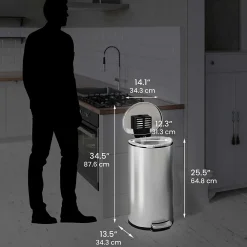 SoftStep Semi-Round Stainless Steel Step Trash Can with Hinged Lid, 7.93 Gallon (IP08DSS)<iTouchless Discount