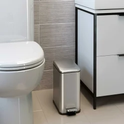 SoftStep Slim Stainless Steel Step Trash Can with Hinged Lid, 1.29 Gallon (PS01RSS)<iTouchless Clearance