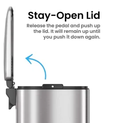 SoftStep Slim Stainless Steel Step Trash Can with Hinged Lid, 1.29 Gallon (PS01RSS)<iTouchless Clearance