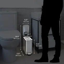 SoftStep Slim Stainless Steel Step Trash Can with Hinged Lid, 1.29 Gallon (PS01RSS)<iTouchless Clearance
