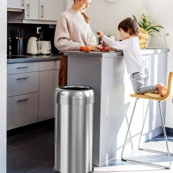Stainless Steel Open Top Trash Can, Silver, 16 gal. (OL16STR)<iTouchless