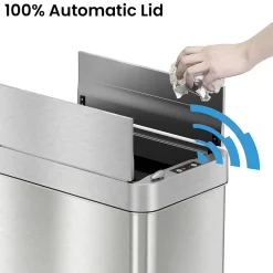 Stainless Steel Wings Open Lid Sensor Trash Can with AbsorbX Odor Control, Silver, 13 gal. (WS13RSL)<iTouchless Outlet