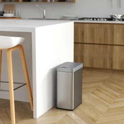 Stainless Steel Wings Open Lid Sensor Trash Can with AbsorbX Odor Control, Silver, 13 gal. (WS13RSL)<iTouchless Outlet