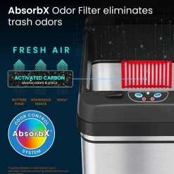 Stainless Steel Sensor Trash Can with Locking Lid and AbsorbX Odor Control, Silver, 8 gal. (DZT08PL)<iTouchless Clearance
