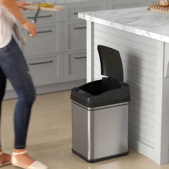 Stainless Steel Sensor Trash Can with Locking Lid and AbsorbX Odor Control, Silver, 8 gal. (DZT08PL)<iTouchless Clearance