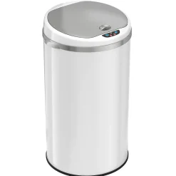 Stainless Steel Round Sensor Trash Can with AbsorbX Odor Control System, White, 8 Gal. (MT08RW)<iTouchless Discount