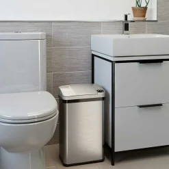 Stainless Steel Bathroom Sensor Trash Can with AbsorbX Odor Control System and Fragrance, Silver, 4 Gal. (MT04SS)<iTouchless Outlet