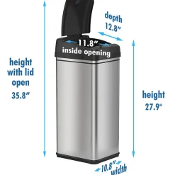 Stainless Steel Sensor Trash Can, 13 Gallon, Silver (DZT13)<iTouchless Outlet