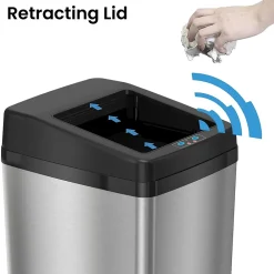 Stainless Steel Sliding Lid Sensor Trash Can with AbsorbX Odor Control System, 14 Gal., Silver(IT14SC)<iTouchless