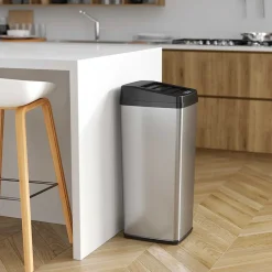 Stainless Steel Sliding Lid Sensor Trash Can with AbsorbX Odor Control System, 14 Gal., Silver(IT14SC)<iTouchless